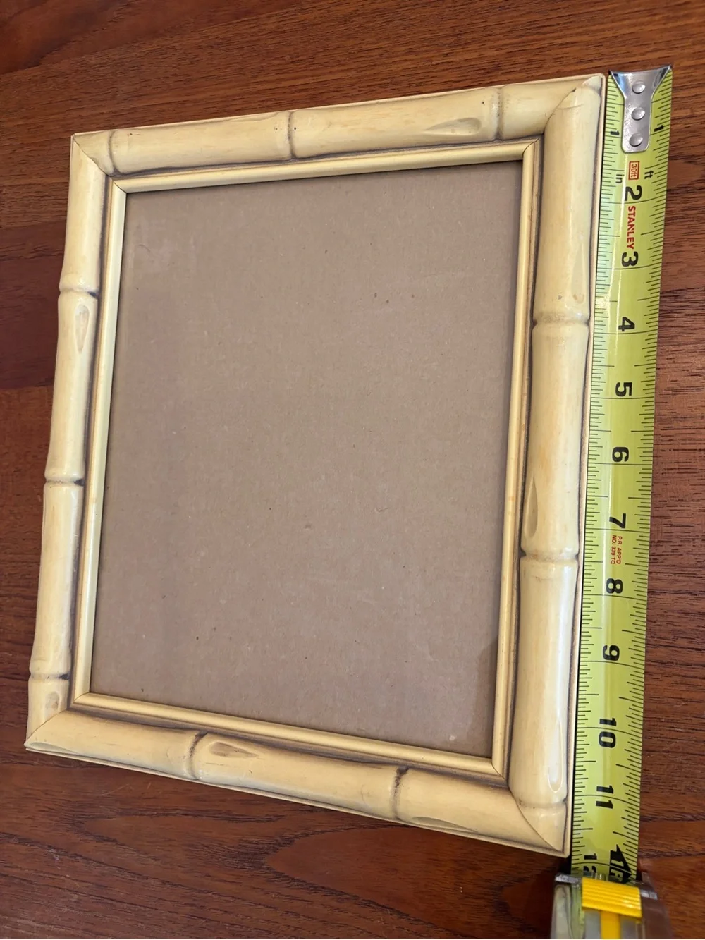 Vintage MCM Faux Bamboo yellow Picture Frame Original Glass 10x12